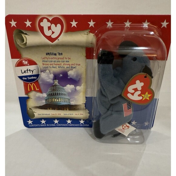 2000 McDonalds Ty Beanie Babies American Trio Lefty Righty & Libearty NEW - Picture 2 of 13